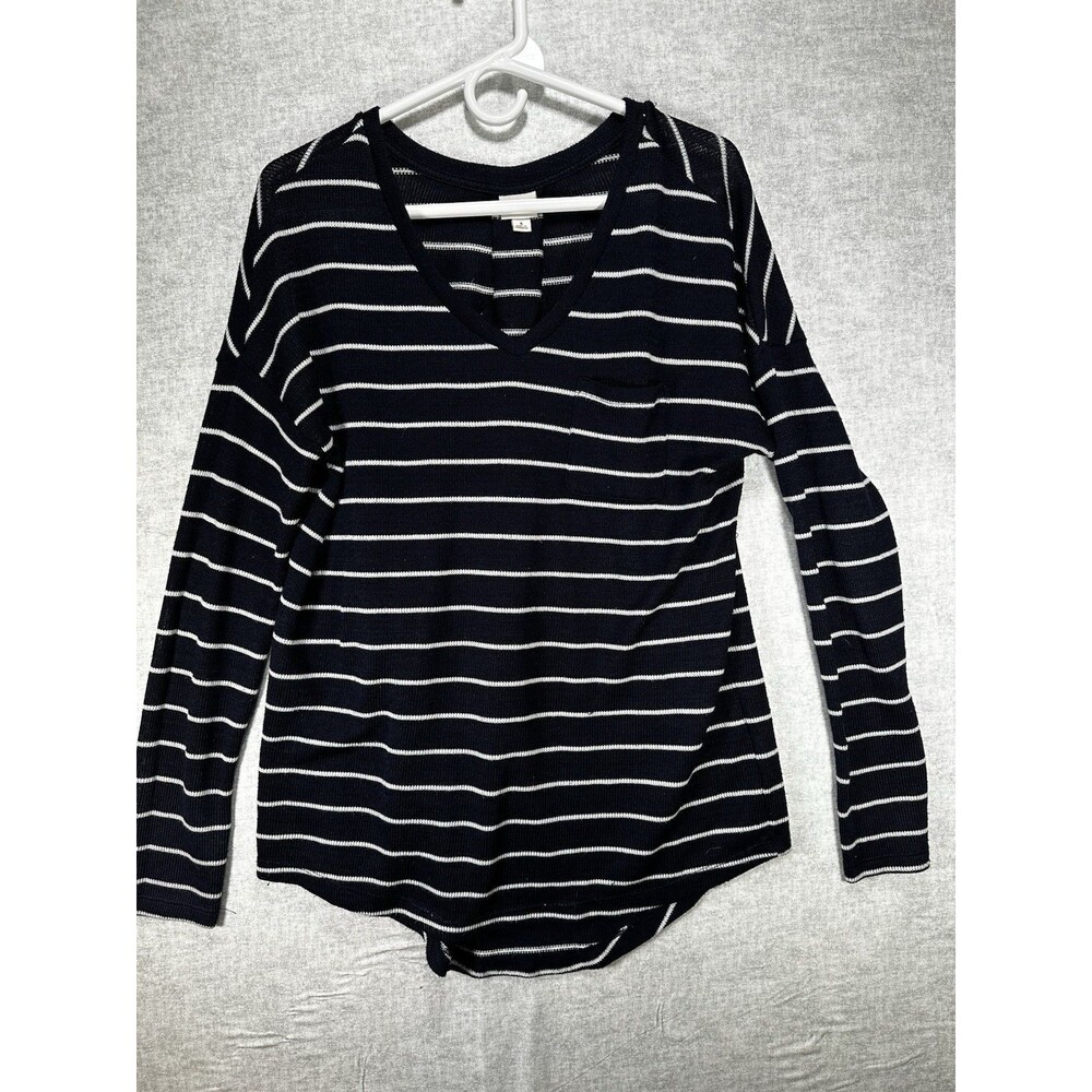 Merona V-neck Navy Blue Striped Nautical Slouch Sweater Oversized Women’s Small